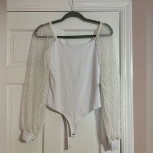 Polka Dot Mesh sleeve bodysuit